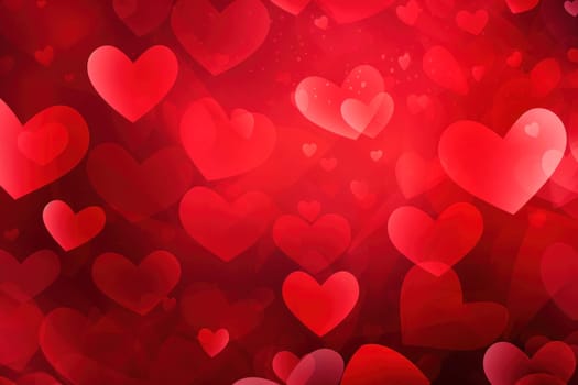 Red background with hearts for Valentine's Day or wedding. Abstract background with red hearts