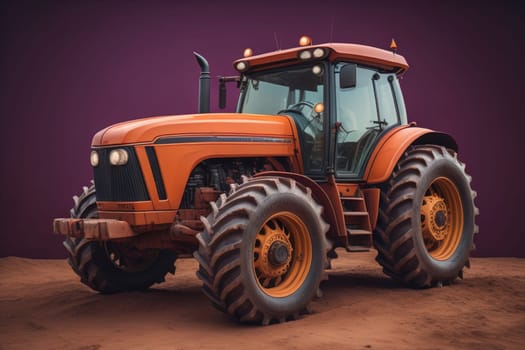 Modern tractor on a colored background. ai generative