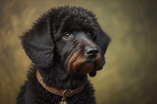 Portrait of a beautiful black dachshund puppy on a solid color background. ai generative