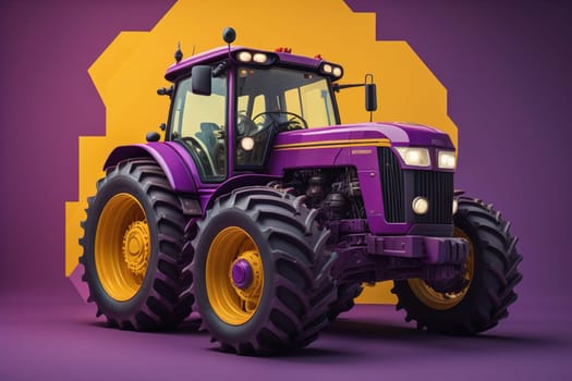 Modern tractor on a colored background. ai generative
