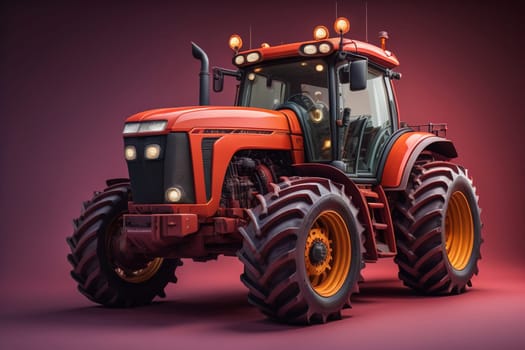 Modern tractor on a colored background. ai generative