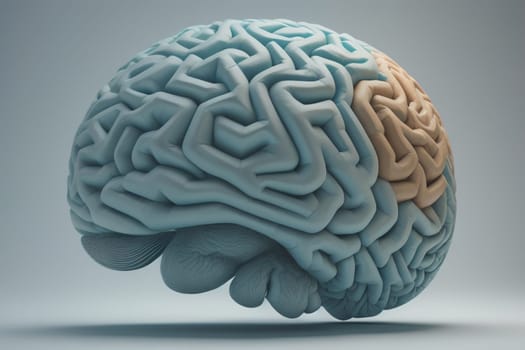 Human brain on a solid color background. ai generative