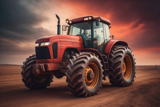 Modern tractor on a colored background. ai generative