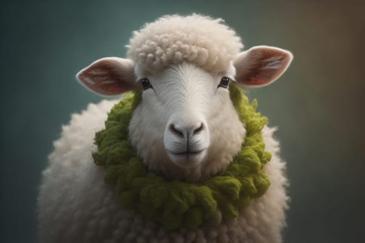 Sheep on a solid color background. Photo in old color image style. ai generative
