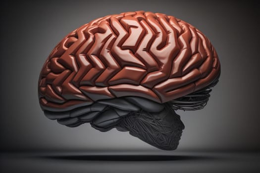 Human brain on a solid color background. ai generative