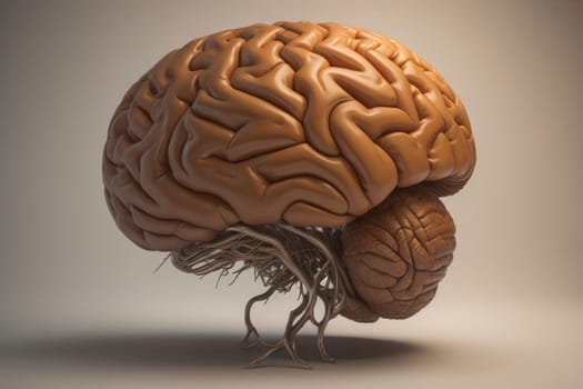 Human brain on a solid color background. ai generative