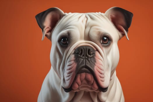 Portrait of a dog breed English Bulldog on a solid color background. ai generative