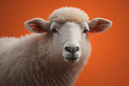 Sheep on a solid color background. Photo in old color image style. ai generative