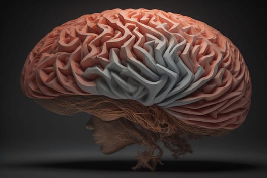 Human brain on a solid color background. ai generative
