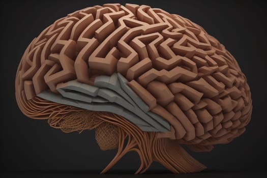 Human brain on a solid color background. ai generative