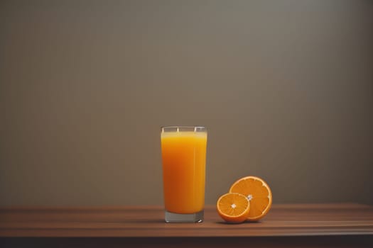 Glass of orange juice and fresh orange fruits. ai generative