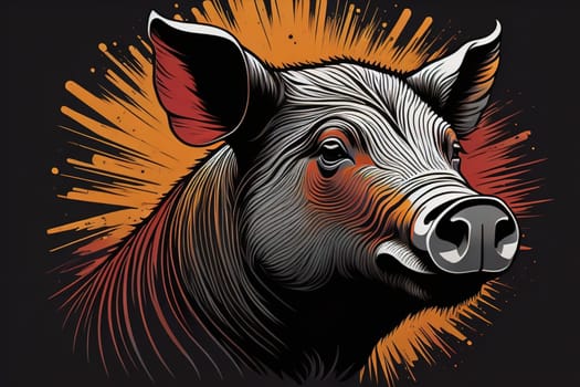 Pig head. Colorful vector illustration. Isolated on a solid color background. generative ai