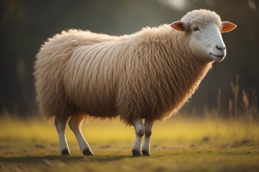 Sheep on a solid color background. Photo in old color image style. ai generative