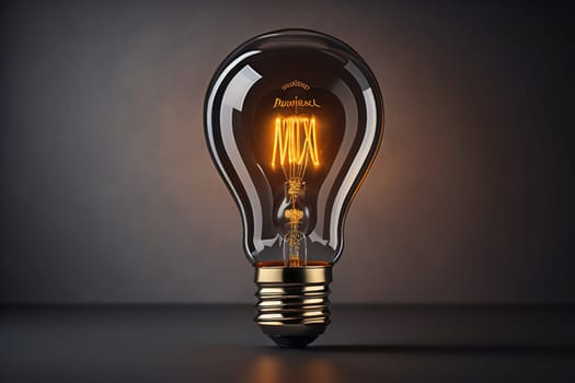 Incandescent light bulb on solid color background. ai generative