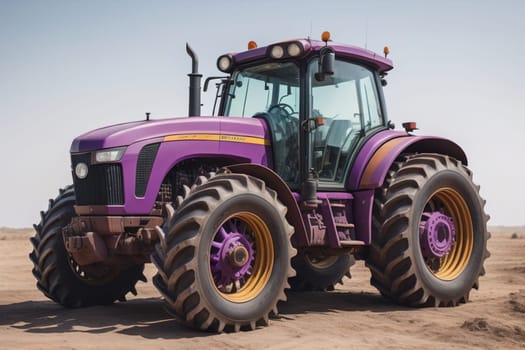 Modern tractor on a colored background. ai generative