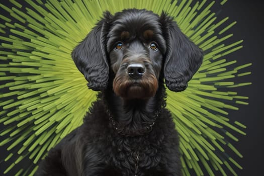 Portrait of a beautiful black dachshund puppy on a solid color background. ai generative