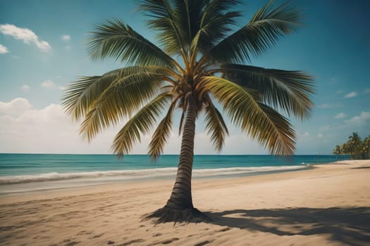 Beautiful tropical beach with coconut palm tree. ai generative