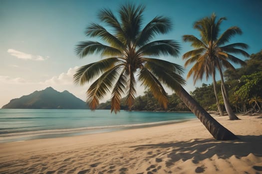 Beautiful tropical beach with coconut palm tree. ai generative