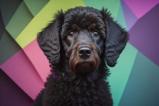 Portrait of a beautiful black dachshund puppy on a solid color background. ai generative