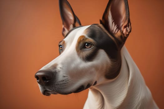 White labrador retriever dog portrait on a solid color background. Studio shot. generative ai