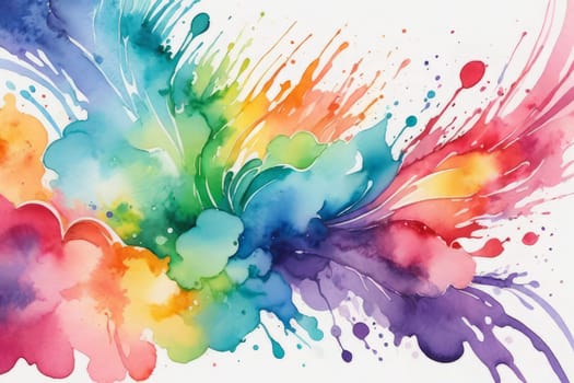 Abstract watercolor background in rainbow colors.