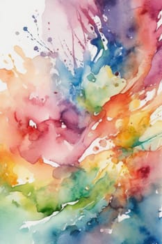 Abstract watercolor background in rainbow colors.