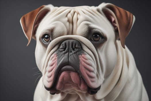 Portrait of a dog breed English Bulldog on a solid color background. ai generative