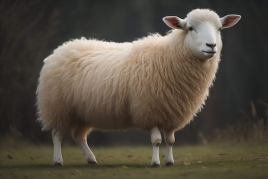 Sheep on a solid color background. Photo in old color image style. ai generative