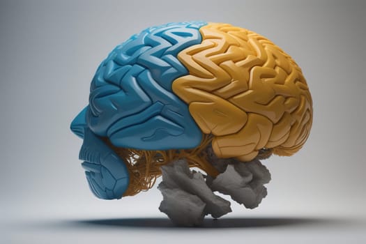 Human brain on a solid color background. ai generative