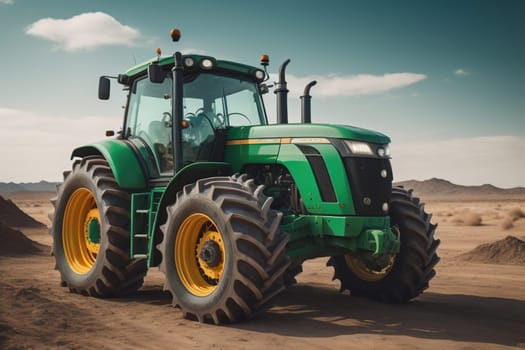Modern tractor on a colored background. ai generative