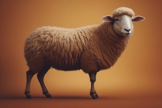 Sheep on a solid color background. Photo in old color image style. ai generative