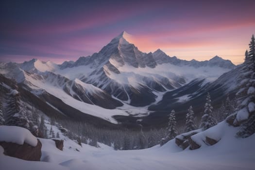 Mountains and snow-capped peaks of the Caucasus Mountains. ai generative