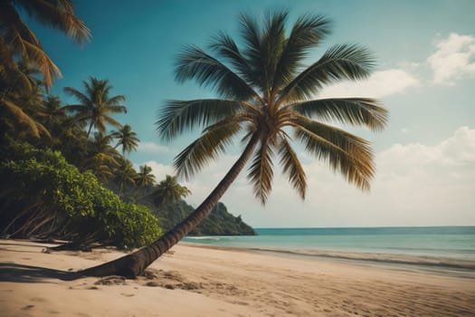 Beautiful tropical beach with coconut palm tree. ai generative