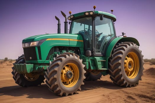 Modern tractor on a colored background. ai generative