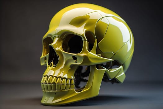 Human skull with gears and cogwheels. ai generative