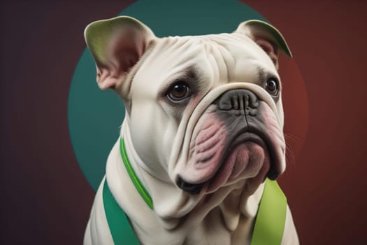 Portrait of a dog breed English Bulldog on a solid color background. ai generative