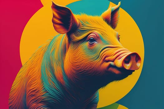 Pig head. Colorful vector illustration. Isolated on a solid color background. generative ai