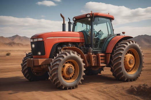 Modern tractor on a colored background. ai generative