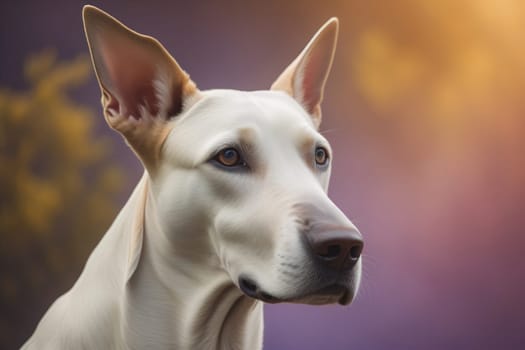 White labrador retriever dog portrait on a solid color background. Studio shot. generative ai