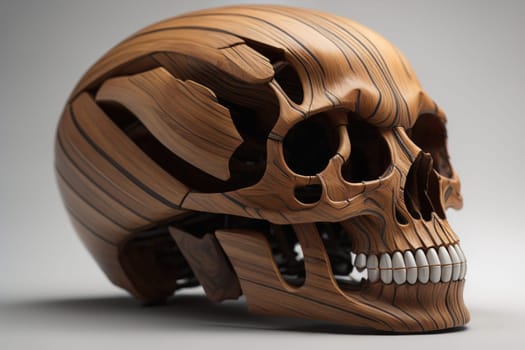 human skull on solid color background. Halloween concept. Close up. ai generative