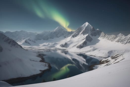 Mountains and snow-capped peaks of the Caucasus Mountains. ai generative