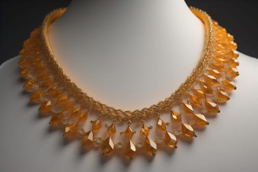 necklace on a mannequin in the studio on a solid color background. ai generative