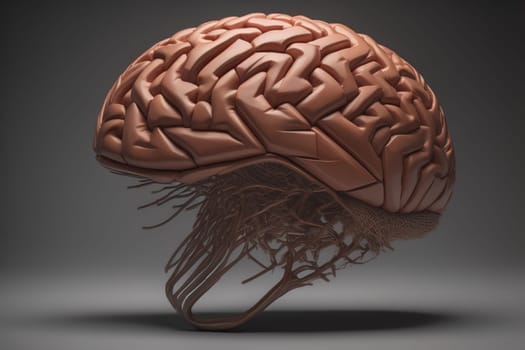 Human brain on a solid color background. ai generative