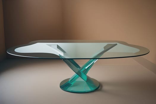 a glass table in a room. ai generative