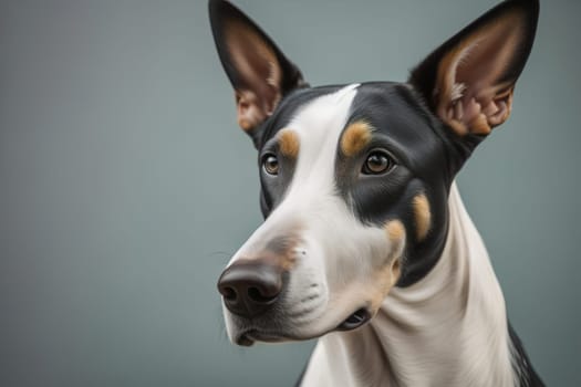White labrador retriever dog portrait on a solid color background. Studio shot. generative ai