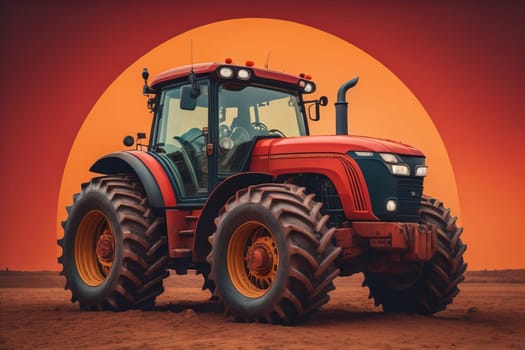 Modern tractor on a colored background. ai generative