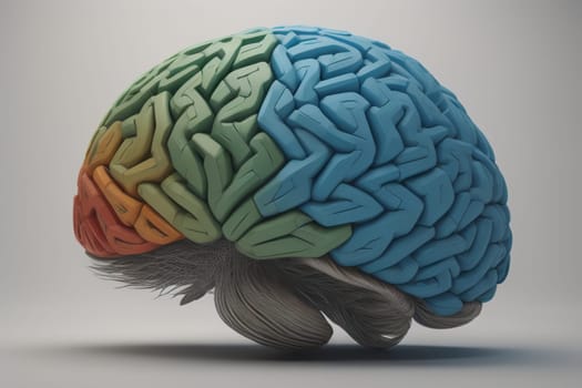 Human brain on a solid color background. ai generative
