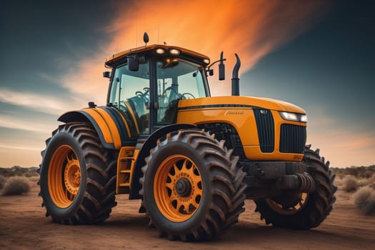 Modern tractor on a colored background. ai generative