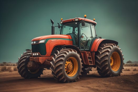 Modern tractor on a colored background. ai generative