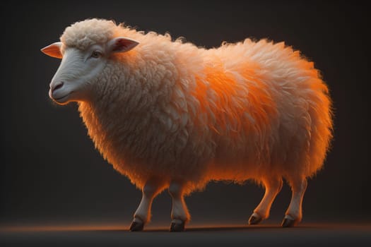 Sheep on a solid color background. Photo in old color image style. ai generative